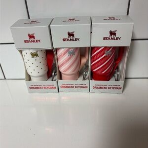 Lot Of 3 Stanley Ornament Keychain Target Exclusive Strawberry Candy Cane Polka